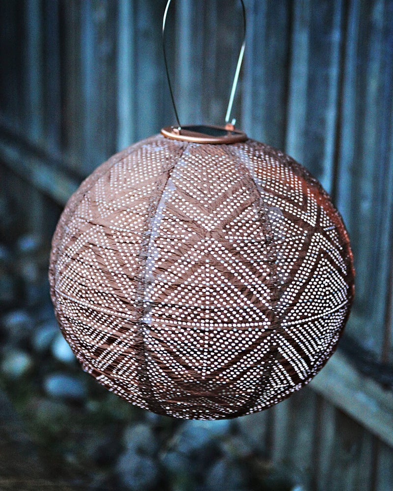 Allsop Soji Stella Market - 12" Handmade LED Outdoor Solar Lantern - Copper - Image 4